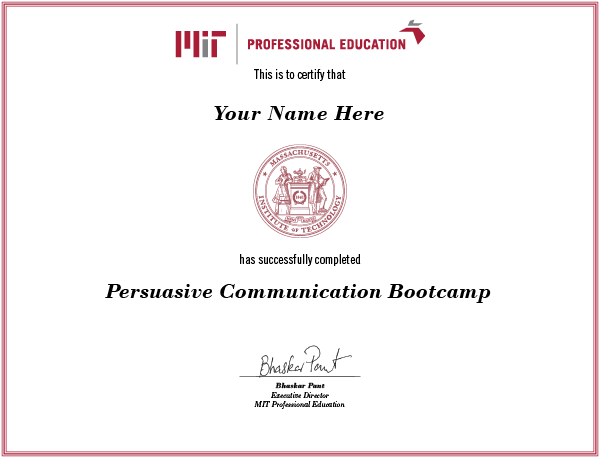 Persuasive Communication Bootcamp cert image