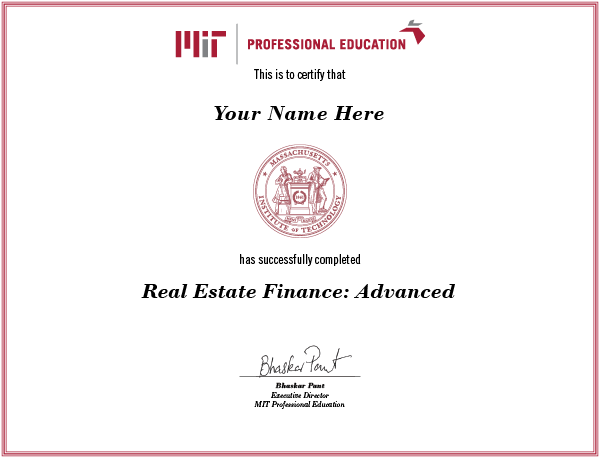 Real Estate Finance Advanced cert image