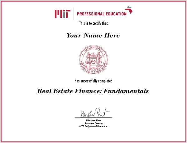 Real Estate Finance Fundamentals cert image